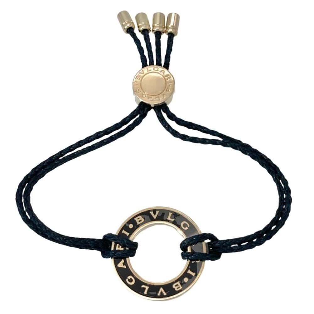 Bulgari BVLGARI Cord Bracelet Metal Black Gold Hardware Women's